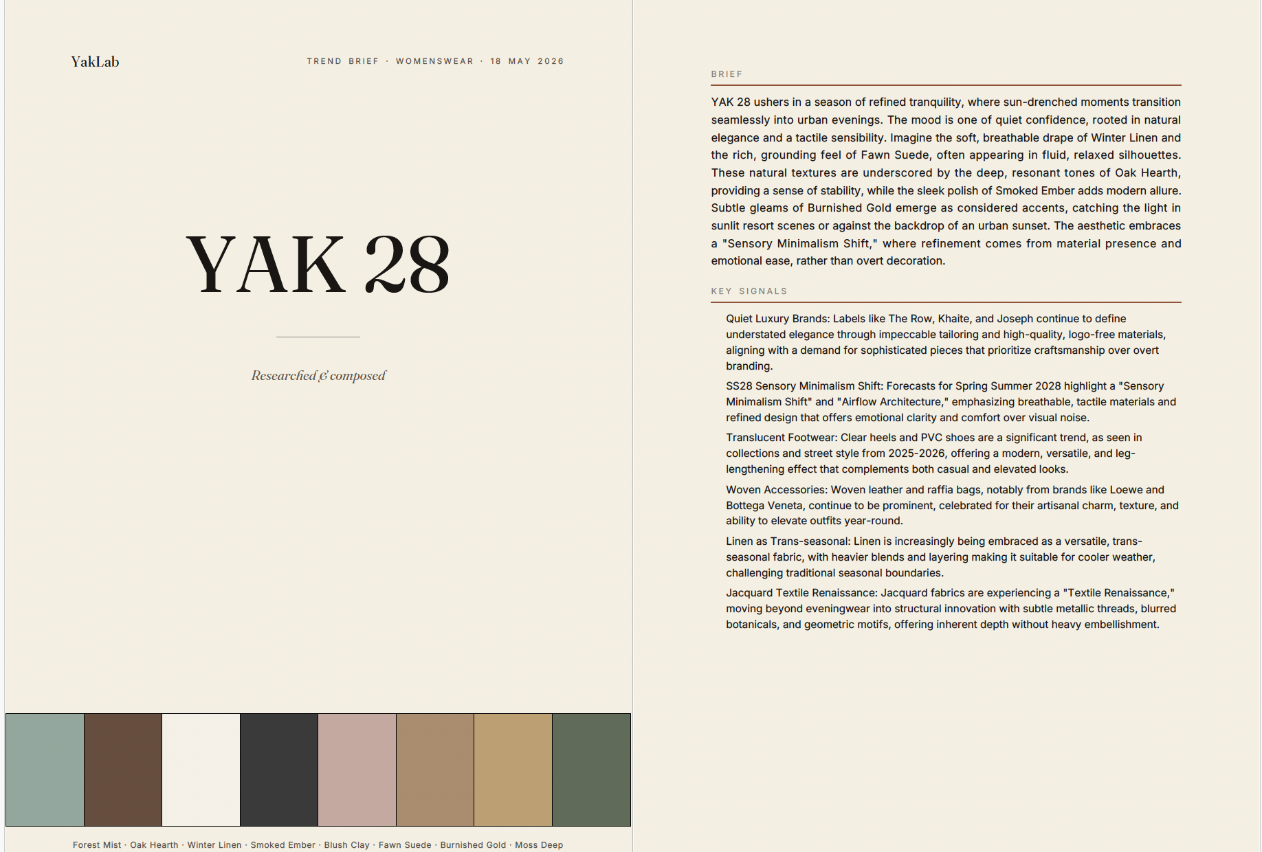An editorial trend book PDF — cover plus story spreads